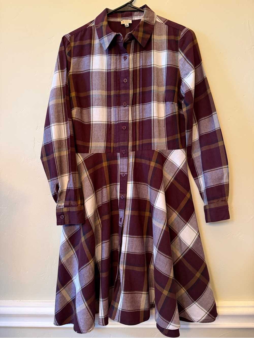 Daniel Cremieux Plaid Flannel Shirt Dress Burgundy Size [6]